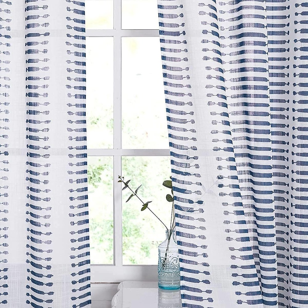 StangH Navy Blue Sheer Curtains - W50 x L95, 2 Panels